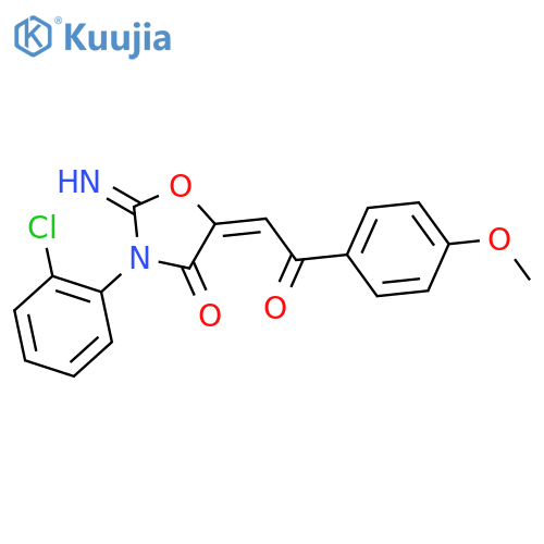 3-(2-chlorophenyl)-2-imino-5-[2-(4-methoxyphenyl)-2-oxoethylidene]-1,3-oxazolidin-4-one structure