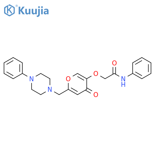 2-({4-oxo-6-(4-phenylpiperazin-1-yl)methyl-4H-pyran-3-yl}oxy)-N-phenylacetamide structure