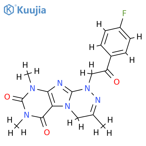 1-2-(4-fluorophenyl)-2-oxoethyl-3,7,9-trimethyl-1H,4H,6H,7H,8H,9H-1,2,4triazino4,3-gpurine-6,8-dione structure