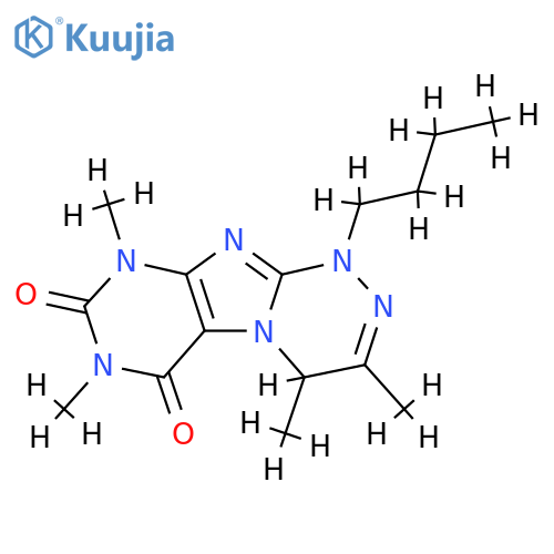 1-butyl-3,4,7,9-tetramethyl-1H,4H,6H,7H,8H,9H-1,2,4triazino4,3-gpurine-6,8-dione structure