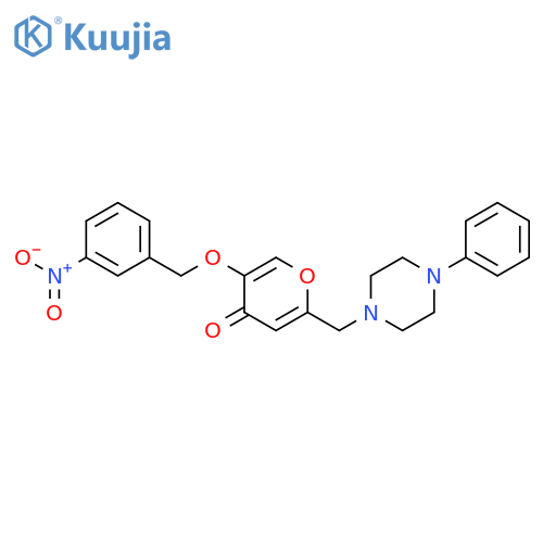 5-(3-nitrophenyl)methoxy-2-(4-phenylpiperazin-1-yl)methyl-4H-pyran-4-one structure
