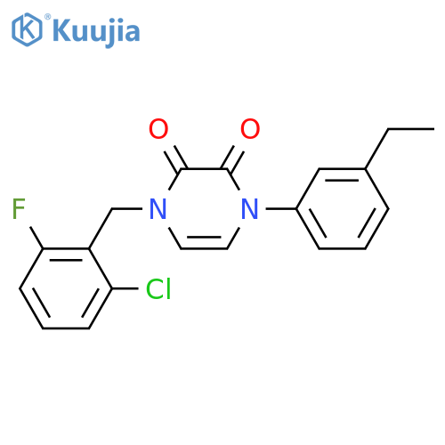 1-(2-chloro-6-fluorophenyl)methyl-4-(3-ethylphenyl)-1,2,3,4-tetrahydropyrazine-2,3-dione structure