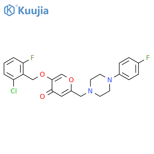 5-(2-chloro-6-fluorophenyl)methoxy-2-{4-(4-fluorophenyl)piperazin-1-ylmethyl}-4H-pyran-4-one structure