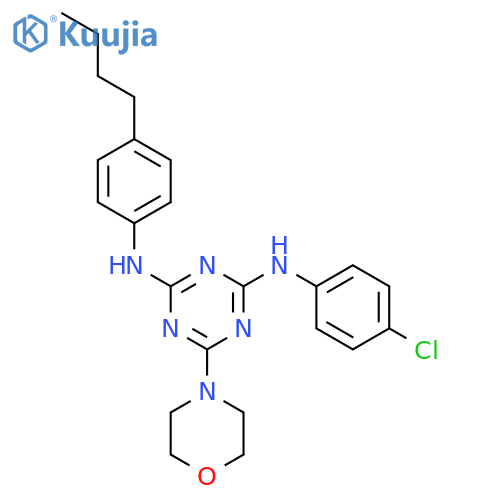 N2-(4-butylphenyl)-N4-(4-chlorophenyl)-6-(morpholin-4-yl)-1,3,5-triazine-2,4-diamine structure