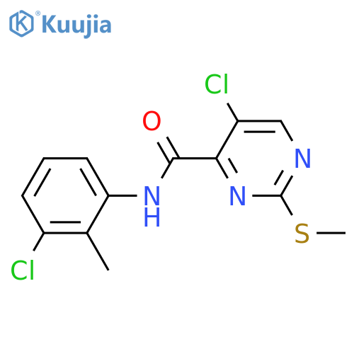 5-chloro-N-(3-chloro-2-methylphenyl)-2-(methylsulfanyl)pyrimidine-4-carboxamide structure