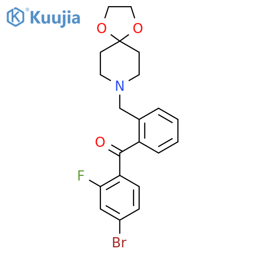 (4-bromo-2-fluorophenyl)-[2-(1,4-dioxa-8-azaspiro[4.5]decan-8-ylmethyl)phenyl]methanone structure