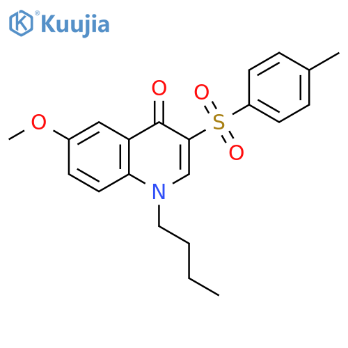 1-butyl-6-methoxy-3-(4-methylbenzenesulfonyl)-1,4-dihydroquinolin-4-one structure