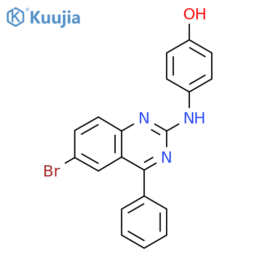 4-(6-bromo-4-phenylquinazolin-2-yl)aminophenol structure