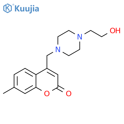 4-{4-(2-hydroxyethyl)piperazin-1-ylmethyl}-7-methyl-2H-chromen-2-one structure