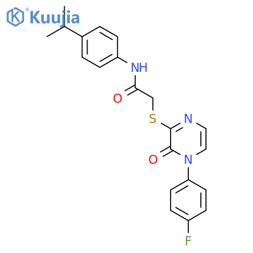 2-{4-(4-fluorophenyl)-3-oxo-3,4-dihydropyrazin-2-ylsulfanyl}-N-4-(propan-2-yl)phenylacetamide structure
