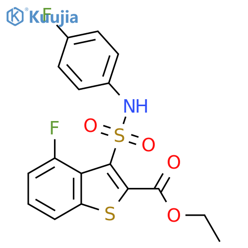 ethyl 4-fluoro-3-(4-fluorophenyl)sulfamoyl-1-benzothiophene-2-carboxylate structure