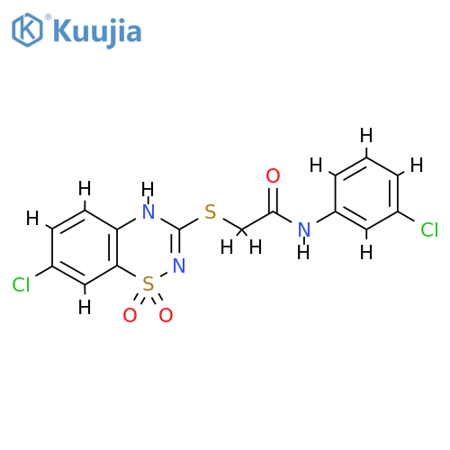 2-(7-chloro-1,1-dioxo-4H-1lambda6,2,4-benzothiadiazin-3-yl)sulfanyl-N-(3-chlorophenyl)acetamide structure