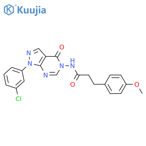 N-1-(3-chlorophenyl)-4-oxo-1H,4H,5H-pyrazolo3,4-dpyrimidin-5-yl-3-(4-methoxyphenyl)propanamide structure