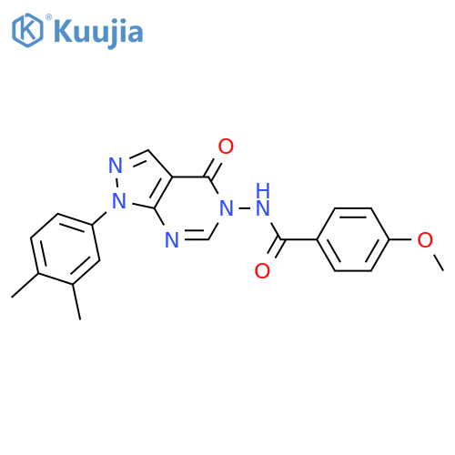 N-1-(3,4-dimethylphenyl)-4-oxo-1H,4H,5H-pyrazolo3,4-dpyrimidin-5-yl-4-methoxybenzamide structure