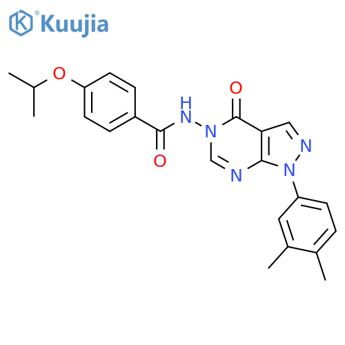 N-1-(3,4-dimethylphenyl)-4-oxo-1H,4H,5H-pyrazolo3,4-dpyrimidin-5-yl-4-(propan-2-yloxy)benzamide structure