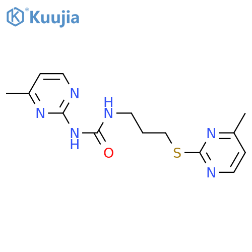 1-(4-methylpyrimidin-2-yl)-3-{3-(4-methylpyrimidin-2-yl)sulfanylpropyl}urea structure