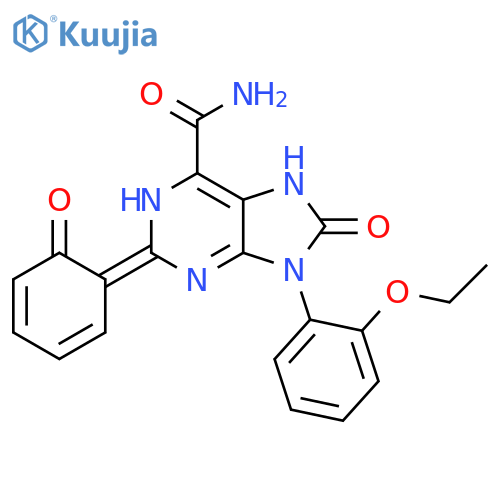 9-(2-ethoxyphenyl)-2-(2-hydroxyphenyl)-8-oxo-8,9-dihydro-7H-purine-6-carboxamide structure