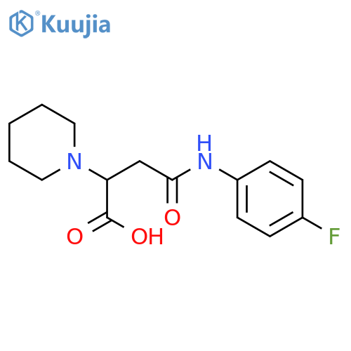 3-(4-fluorophenyl)carbamoyl-2-(piperidin-1-yl)propanoic acid structure