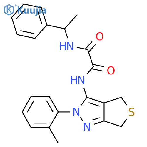 N-2-(2-methylphenyl)-2H,4H,6H-thieno3,4-cpyrazol-3-yl-N'-(1-phenylethyl)ethanediamide structure