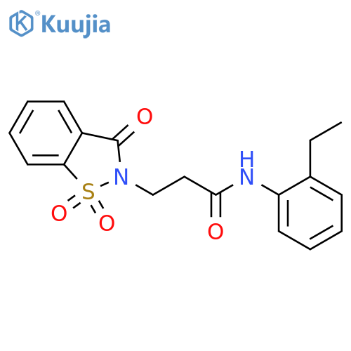 N-(2-ethylphenyl)-3-(1,1,3-trioxo-2,3-dihydro-1lambda6,2-benzothiazol-2-yl)propanamide structure