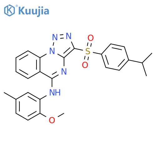 N-(2-methoxy-5-methylphenyl)-3-4-(propan-2-yl)benzenesulfonyl-1,2,3triazolo1,5-aquinazolin-5-amine structure