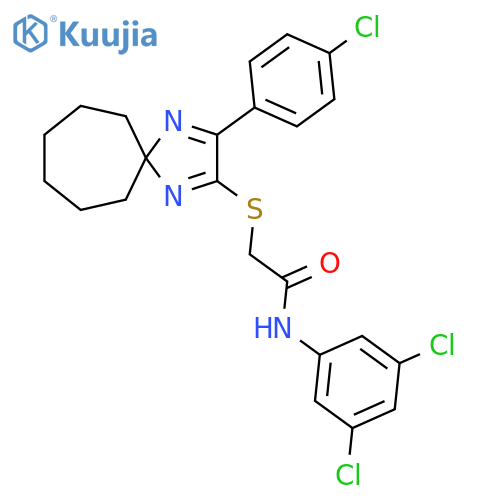2-{3-(4-chlorophenyl)-1,4-diazaspiro4.6undeca-1,3-dien-2-ylsulfanyl}-N-(3,5-dichlorophenyl)acetamide structure