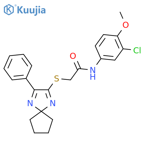 N-(3-chloro-4-methoxyphenyl)-2-({3-phenyl-1,4-diazaspiro4.4nona-1,3-dien-2-yl}sulfanyl)acetamide structure