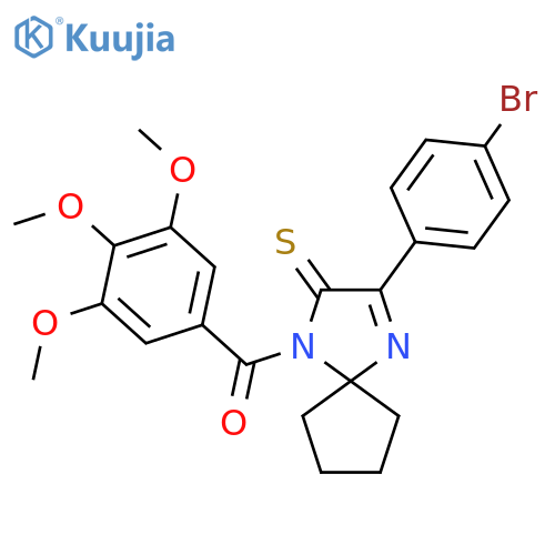 3-(4-bromophenyl)-1-(3,4,5-trimethoxybenzoyl)-1,4-diazaspiro4.4non-3-ene-2-thione structure