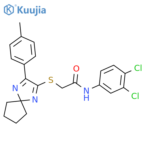 N-(3,4-dichlorophenyl)-2-{3-(4-methylphenyl)-1,4-diazaspiro4.4nona-1,3-dien-2-ylsulfanyl}acetamide structure