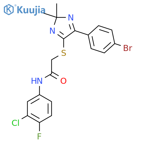 2-{5-(4-bromophenyl)-2,2-dimethyl-2H-imidazol-4-ylsulfanyl}-N-(3-chloro-4-fluorophenyl)acetamide structure