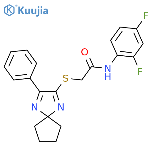 N-(2,4-difluorophenyl)-2-({3-phenyl-1,4-diazaspiro4.4nona-1,3-dien-2-yl}sulfanyl)acetamide structure