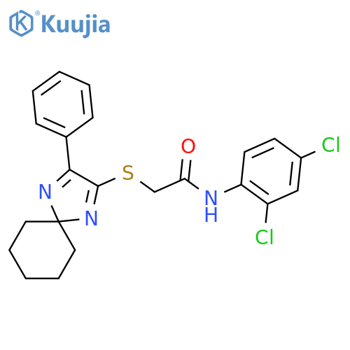 N-(2,4-dichlorophenyl)-2-({3-phenyl-1,4-diazaspiro4.5deca-1,3-dien-2-yl}sulfanyl)acetamide structure