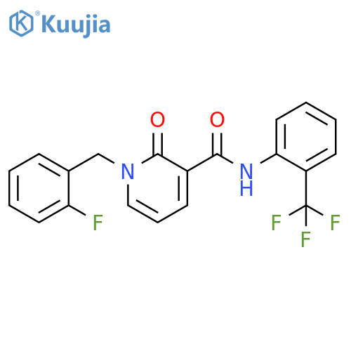 1-(2-fluorophenyl)methyl-2-oxo-N-2-(trifluoromethyl)phenyl-1,2-dihydropyridine-3-carboxamide structure
