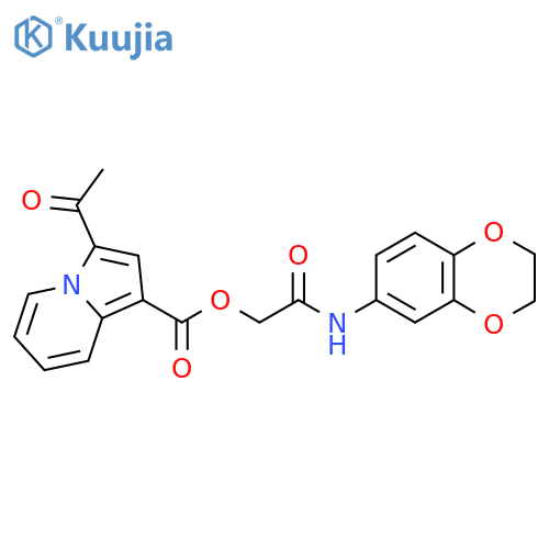(2,3-dihydro-1,4-benzodioxin-6-yl)carbamoylmethyl 3-acetylindolizine-1-carboxylate structure