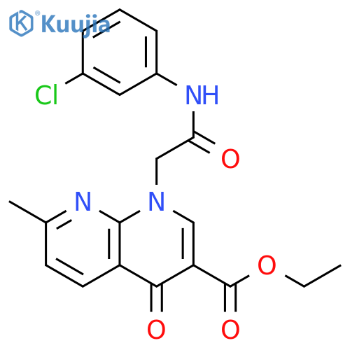 ethyl 1-{(3-chlorophenyl)carbamoylmethyl}-7-methyl-4-oxo-1,4-dihydro-1,8-naphthyridine-3-carboxylate structure