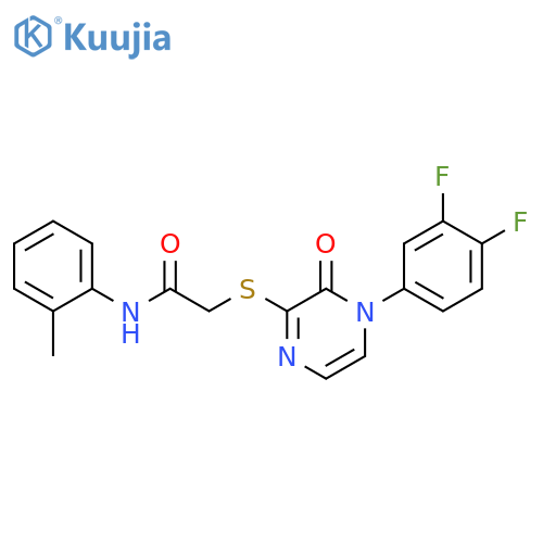 2-{4-(3,4-difluorophenyl)-3-oxo-3,4-dihydropyrazin-2-ylsulfanyl}-N-(2-methylphenyl)acetamide structure