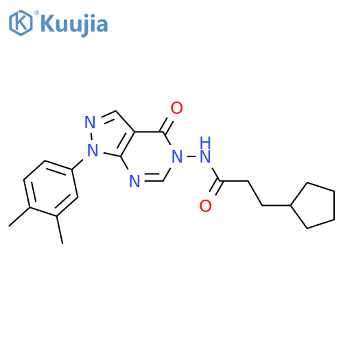 3-cyclopentyl-N-1-(3,4-dimethylphenyl)-4-oxo-1H,4H,5H-pyrazolo3,4-dpyrimidin-5-ylpropanamide structure