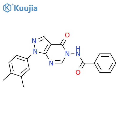 N-1-(3,4-dimethylphenyl)-4-oxo-1H,4H,5H-pyrazolo3,4-dpyrimidin-5-ylbenzamide structure