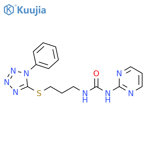 3-{3-(1-phenyl-1H-1,2,3,4-tetrazol-5-yl)sulfanylpropyl}-1-(pyrimidin-2-yl)urea structure