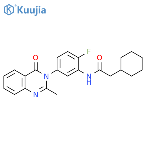 2-cyclohexyl-N-2-fluoro-5-(2-methyl-4-oxo-3,4-dihydroquinazolin-3-yl)phenylacetamide structure