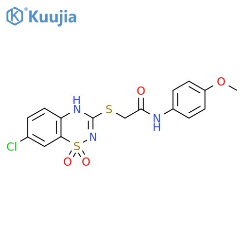 2-(7-chloro-1,1-dioxo-4H-1lambda6,2,4-benzothiadiazin-3-yl)sulfanyl-N-(4-methoxyphenyl)acetamide structure