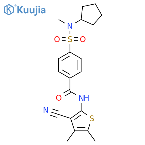 N-(3-cyano-4,5-dimethylthiophen-2-yl)-4-cyclopentyl(methyl)sulfamoylbenzamide structure