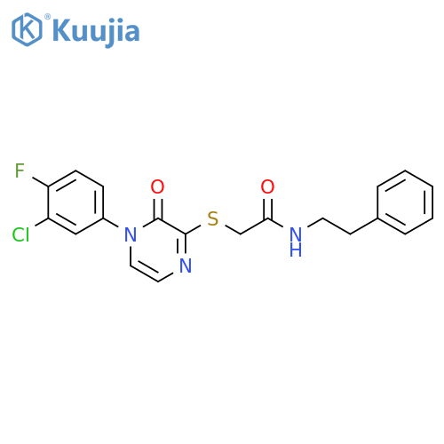 2-{4-(3-chloro-4-fluorophenyl)-3-oxo-3,4-dihydropyrazin-2-ylsulfanyl}-N-(2-phenylethyl)acetamide structure
