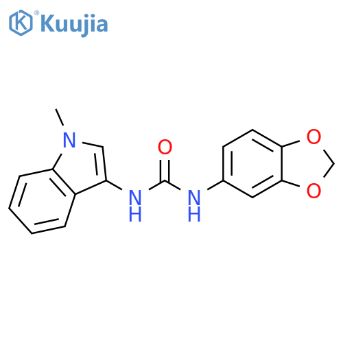 1-(2H-1,3-benzodioxol-5-yl)-3-(1-methyl-1H-indol-3-yl)urea structure