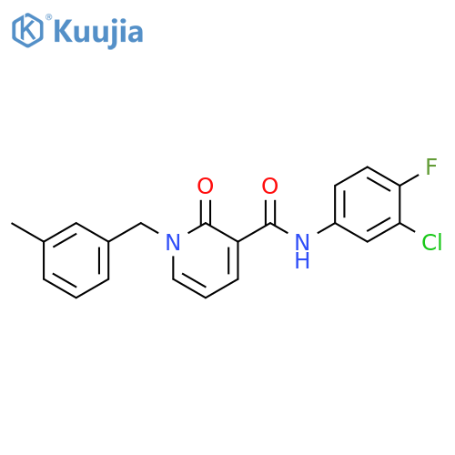 N-(3-chloro-4-fluorophenyl)-1-(3-methylphenyl)methyl-2-oxo-1,2-dihydropyridine-3-carboxamide structure
