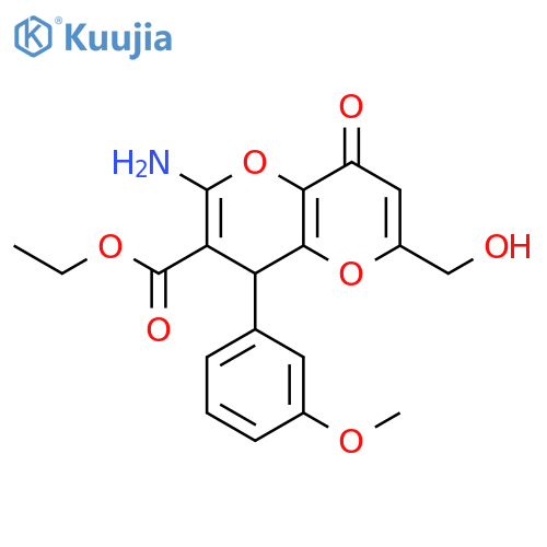 ethyl 2-amino-6-(hydroxymethyl)-4-(3-methoxyphenyl)-8-oxo-4H,8H-pyrano3,2-bpyran-3-carboxylate structure