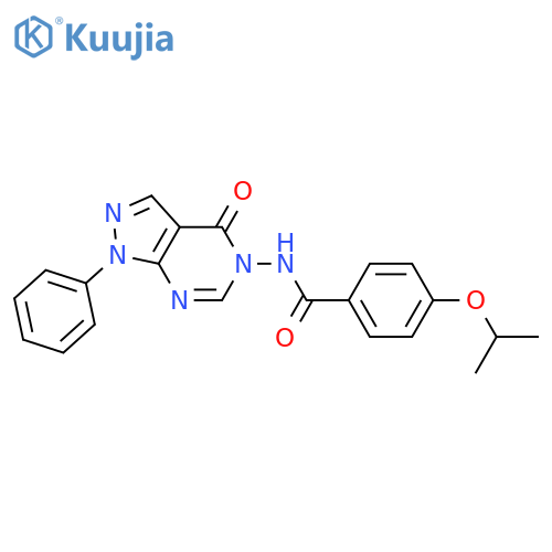 N-{4-oxo-1-phenyl-1H,4H,5H-pyrazolo3,4-dpyrimidin-5-yl}-4-(propan-2-yloxy)benzamide structure