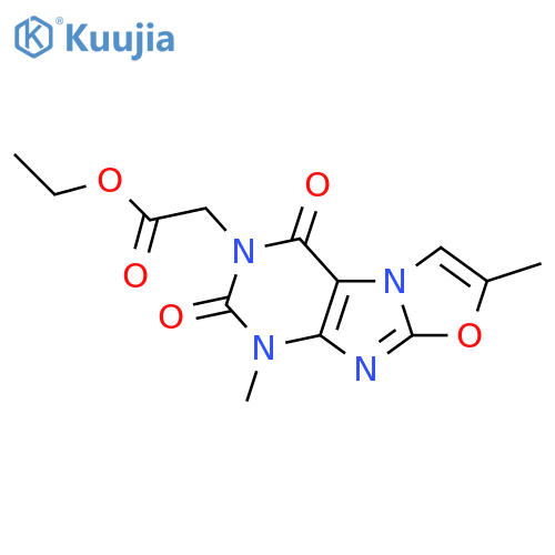 ethyl 2-{1,7-dimethyl-2,4-dioxo-1H,2H,3H,4H-1,3oxazolo3,2-gpurin-3-yl}acetate structure