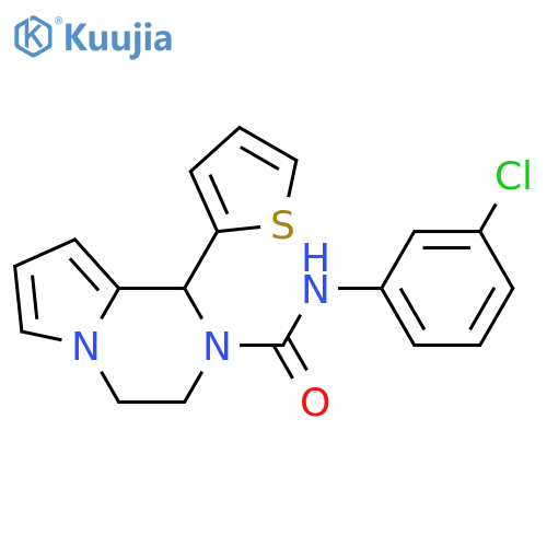 N-(3-chlorophenyl)-1-(thiophen-2-yl)-1H,2H,3H,4H-pyrrolo1,2-apyrazine-2-carboxamide structure