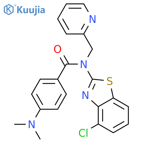 N-(4-chloro-1,3-benzothiazol-2-yl)-4-(dimethylamino)-N-(pyridin-2-yl)methylbenzamide structure